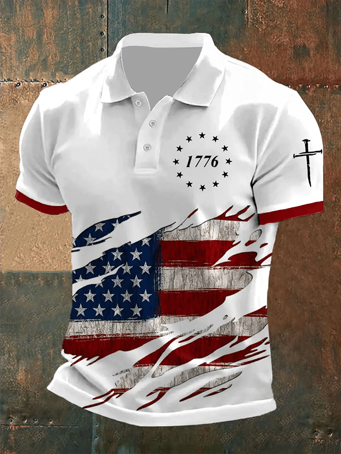 Men's Faith Cross Printed Casual POLO Shirt