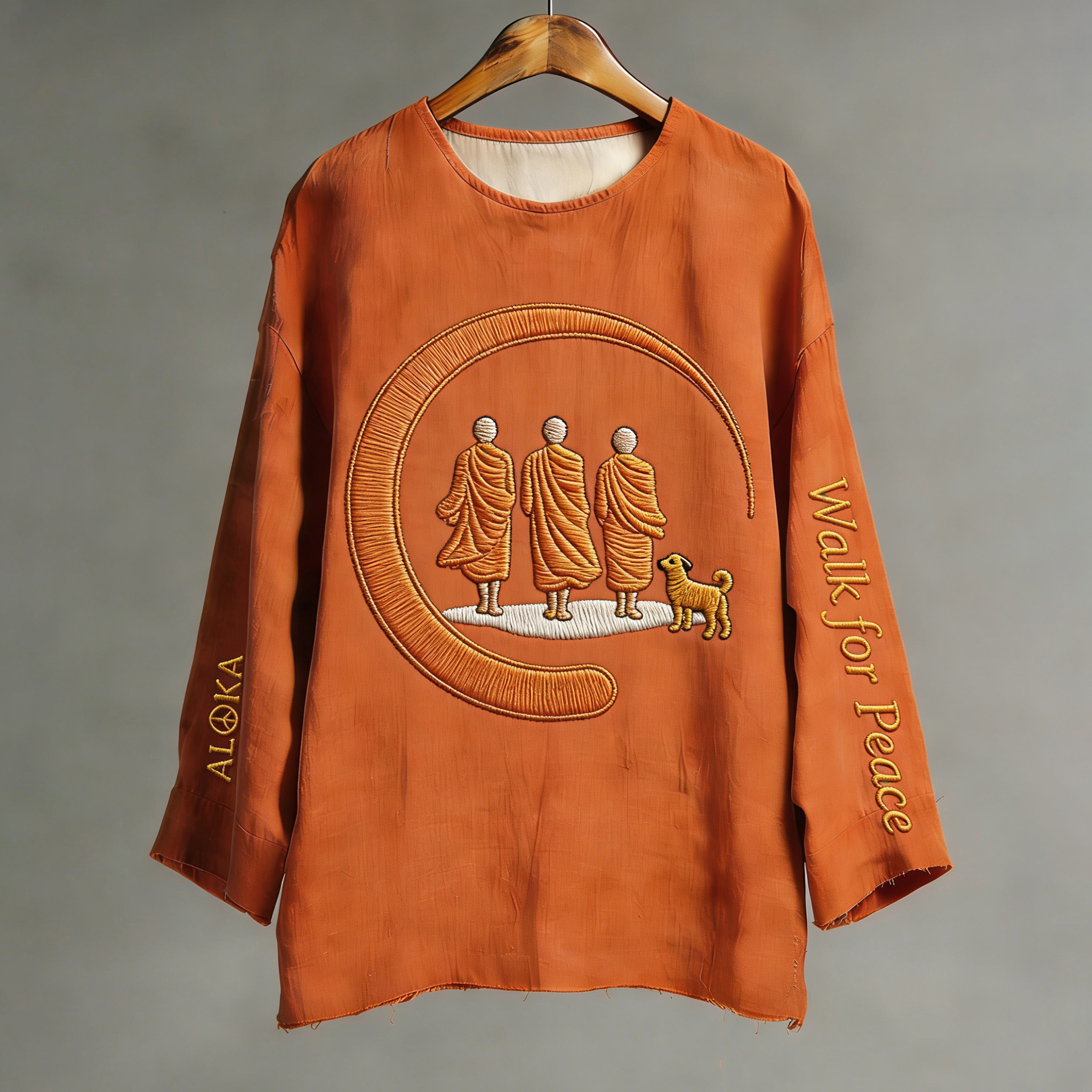 Walk For Peace Love In Every Step Monk And Dog Print T-shirt