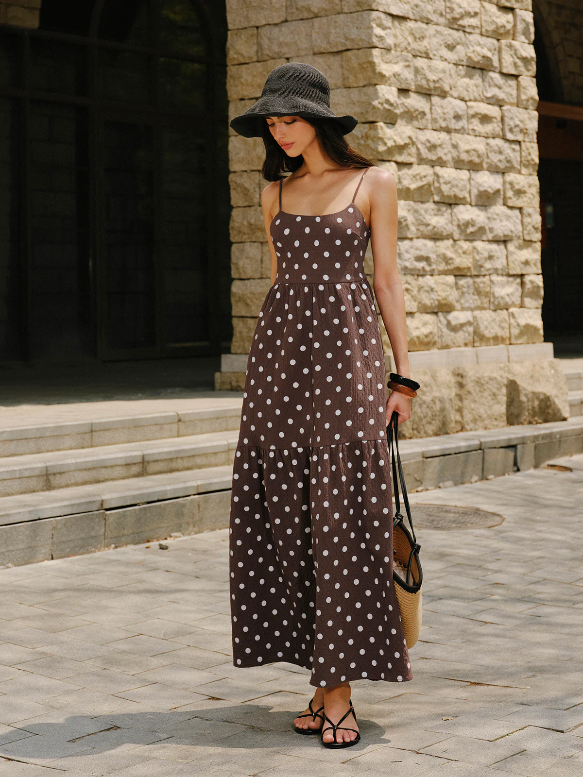 Cotton Backless Polka Dot Dress