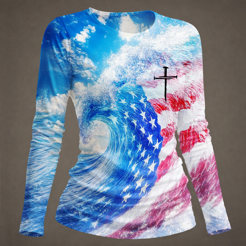 American 250th Anniversary Faith Print Long-Sleeve T-Shirt