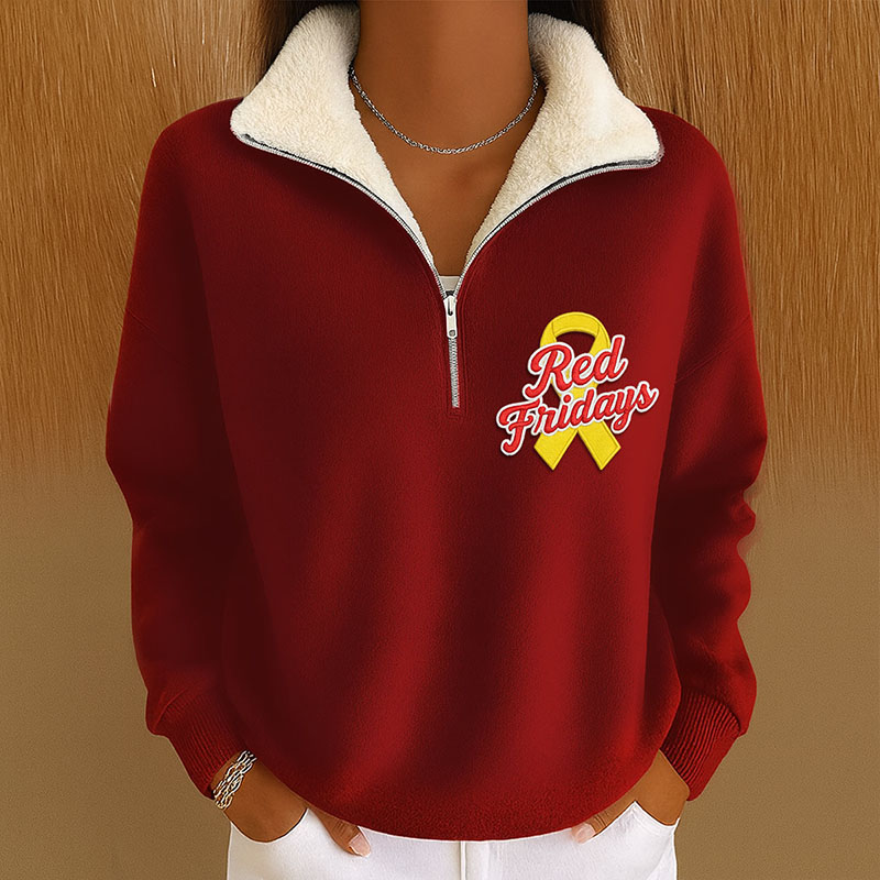 Women's Red Friday Print Casual Sweatshirt