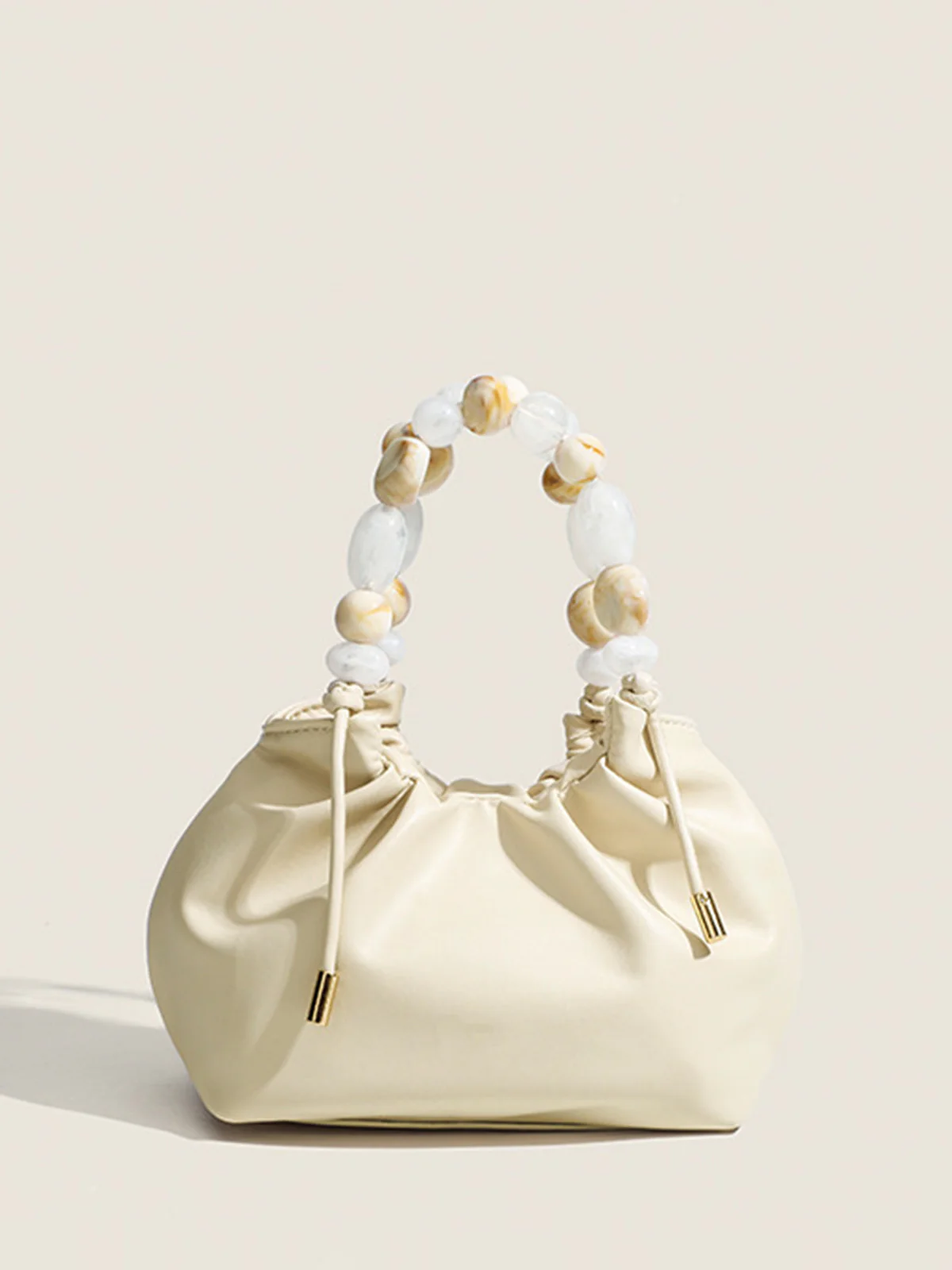 Pastel Beaded Handle Hobo Bag