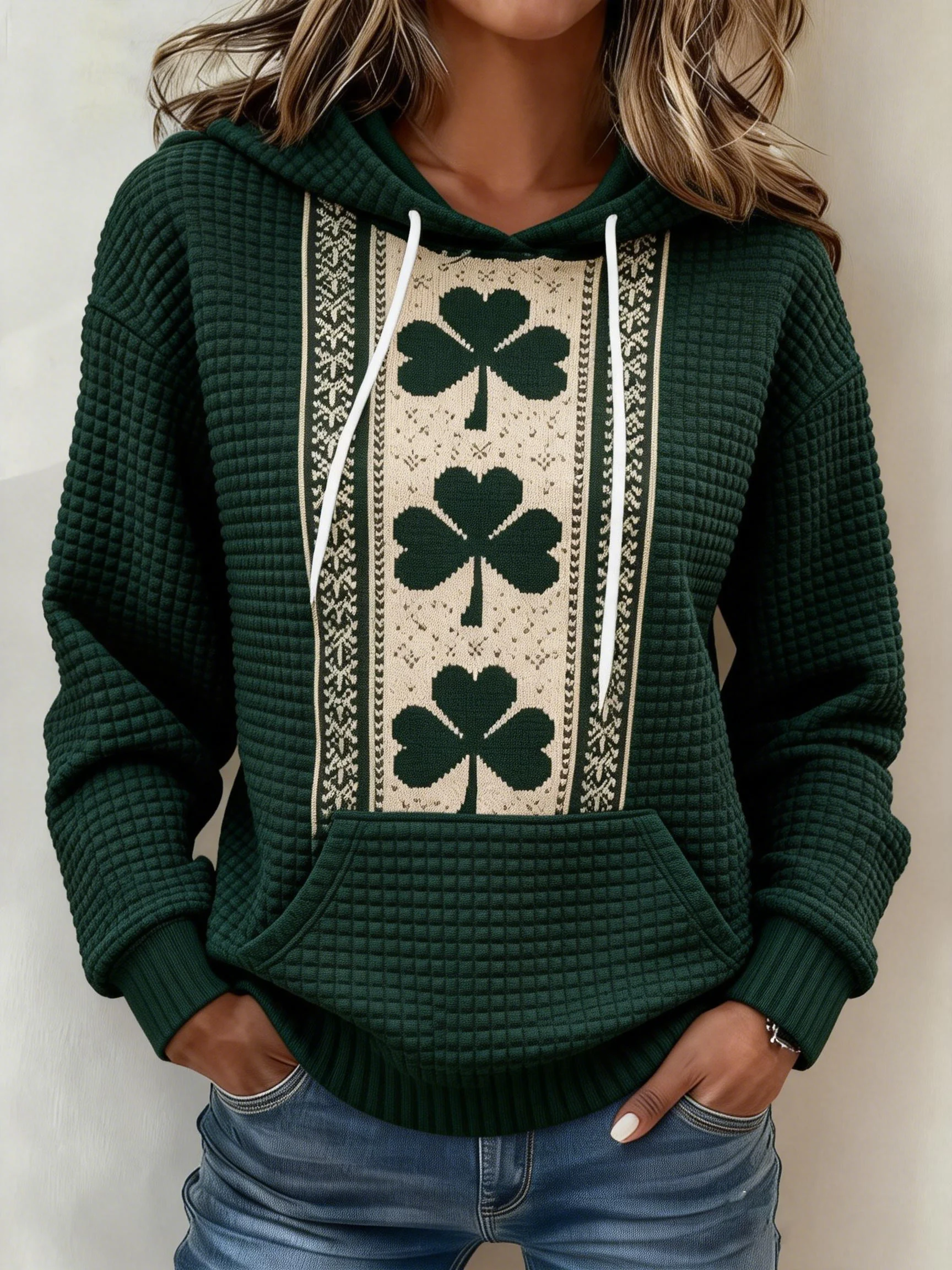Women's St. Patrick's Day Shamrock Art Print Hoodie