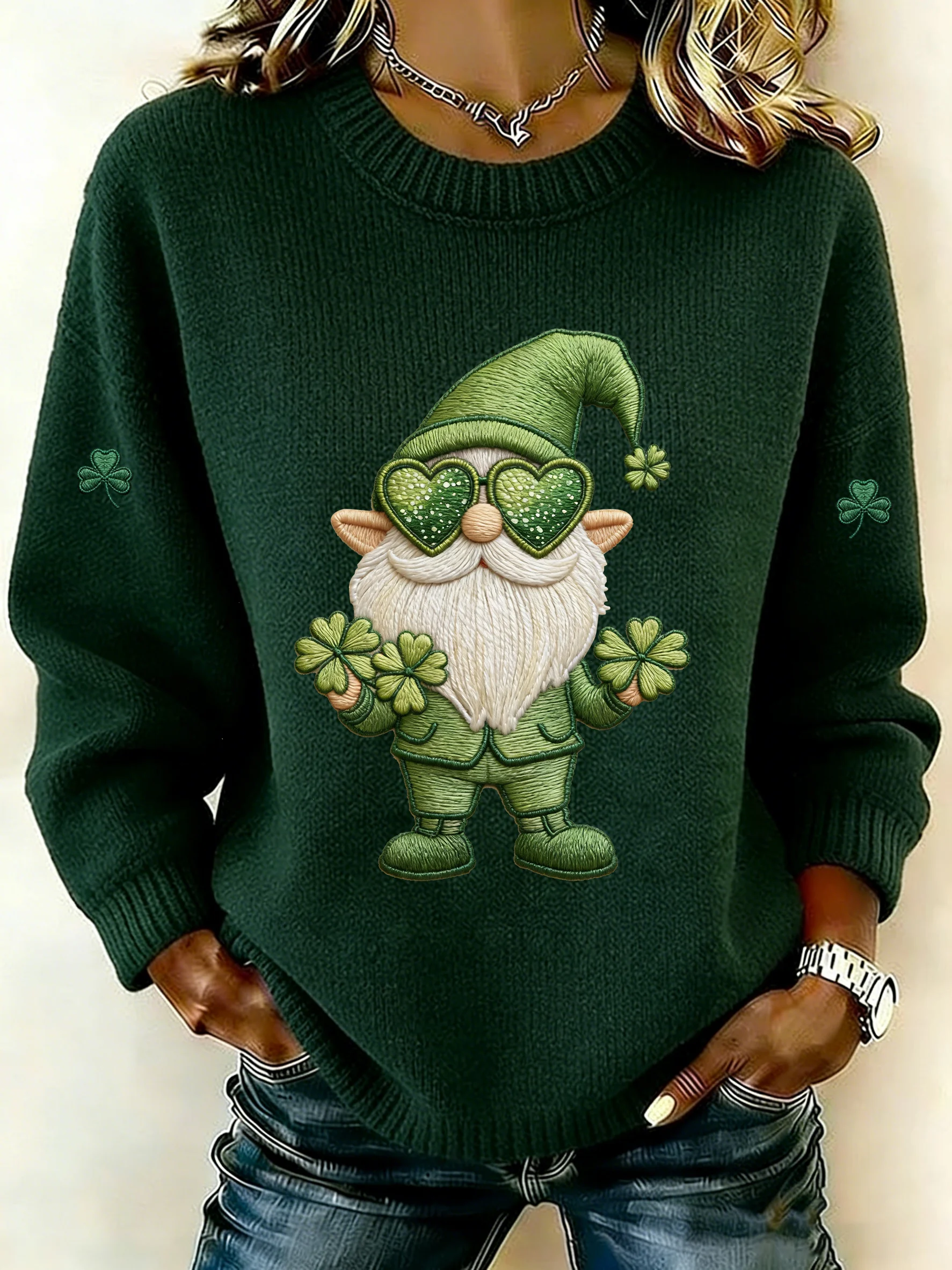 Women's St. Patrick's Day Printed Crew Neck Top