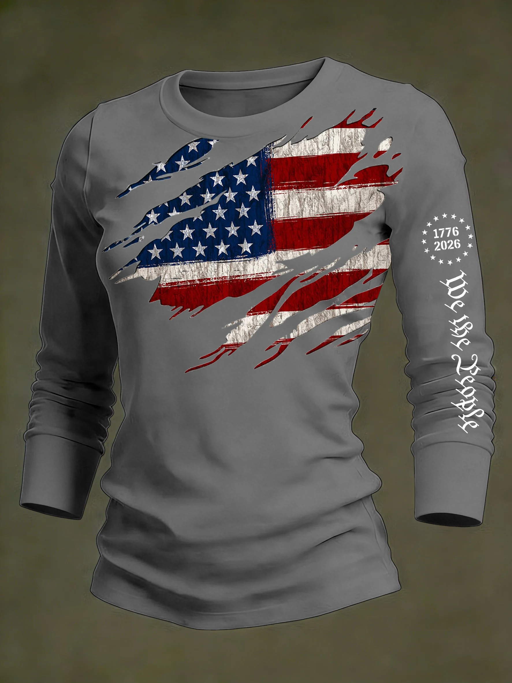 Women's 250th Anniversary National Flag Print Casual Long-Sleeved T-Shirt