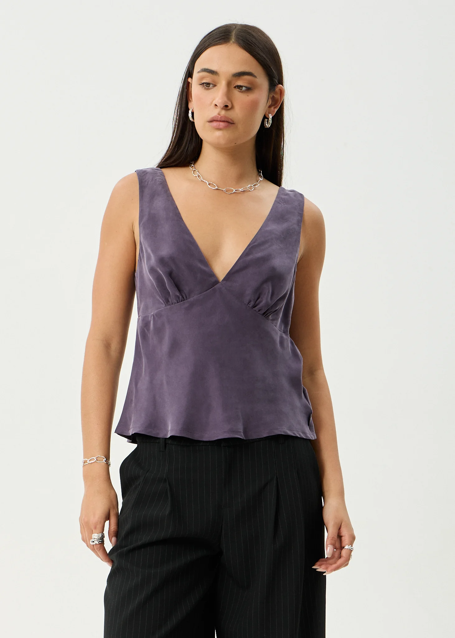 AFENDS Womens Giselle - Cupro Sleeveless Top - Aubergine