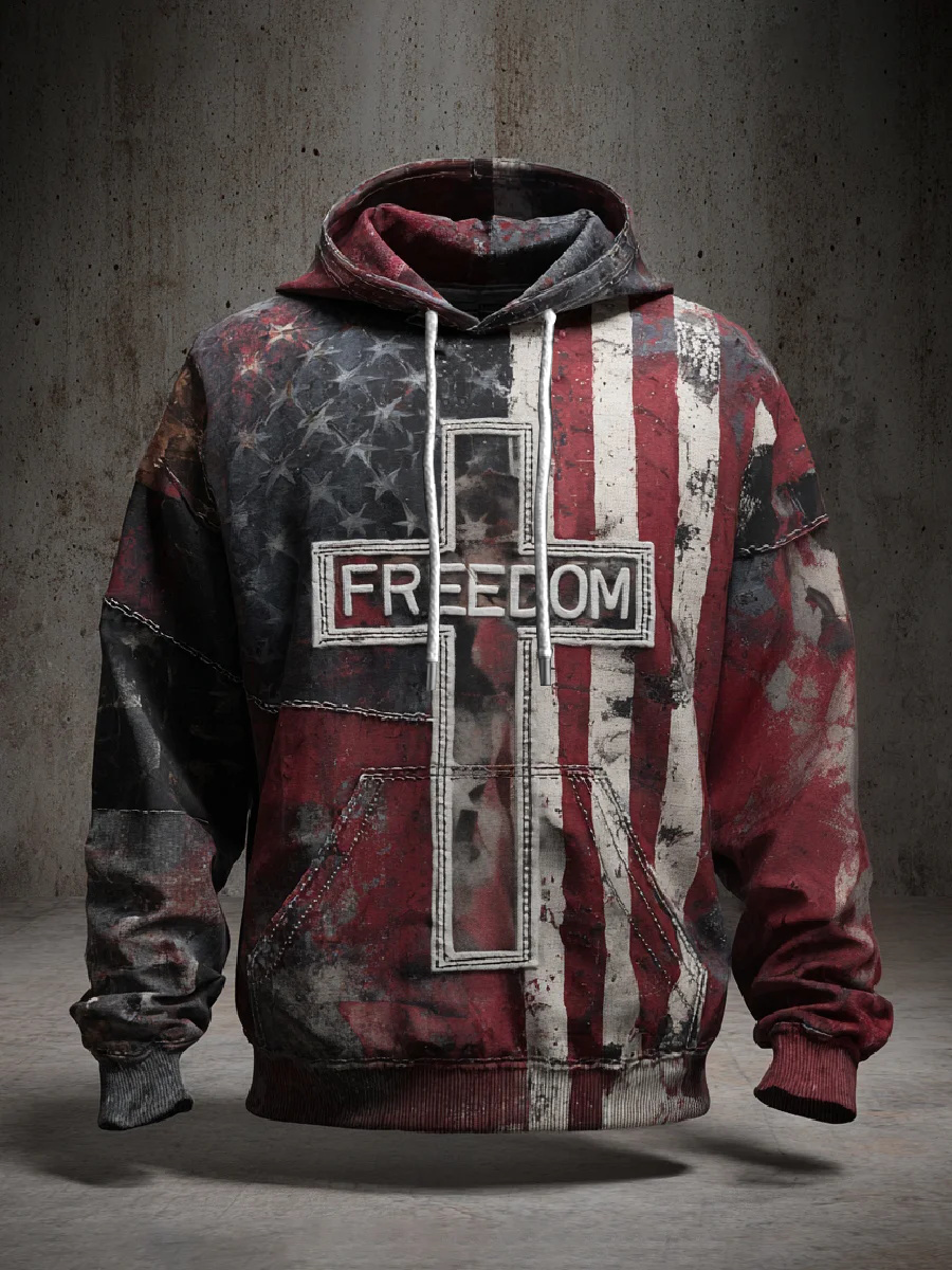 Men's Freedom Printed Casual Hoodie