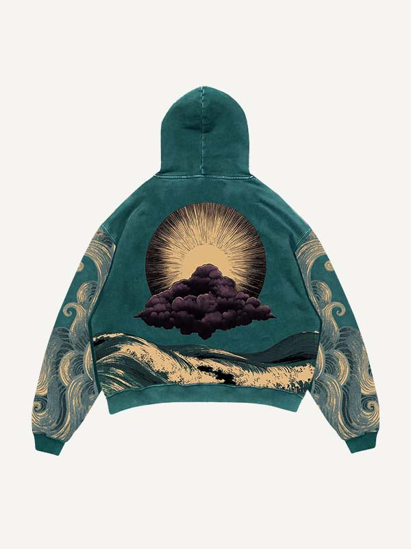 Eye&Graphic&Letter Print Slant Pockets Hoodie