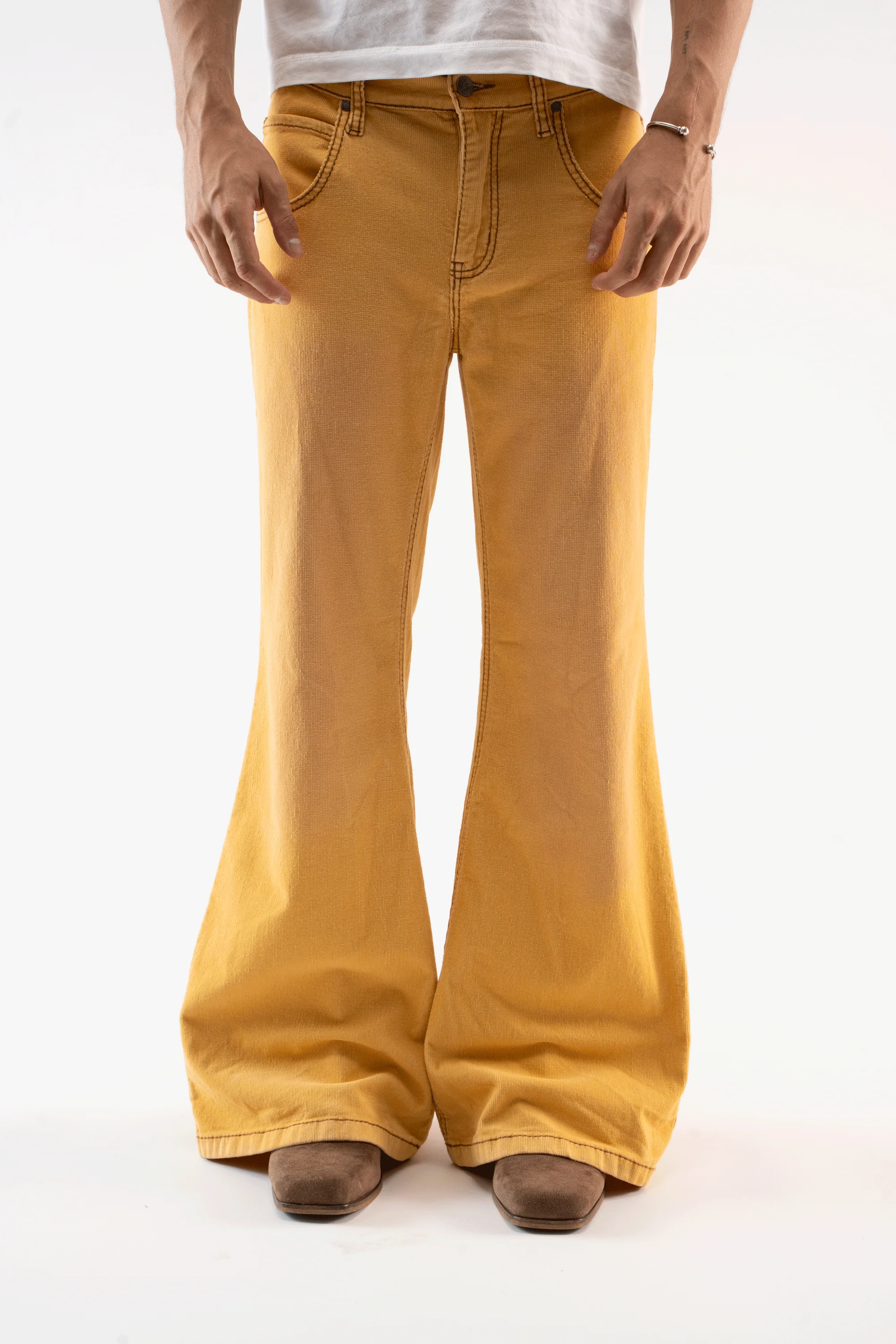 Corduroy Flared Yellow Pants