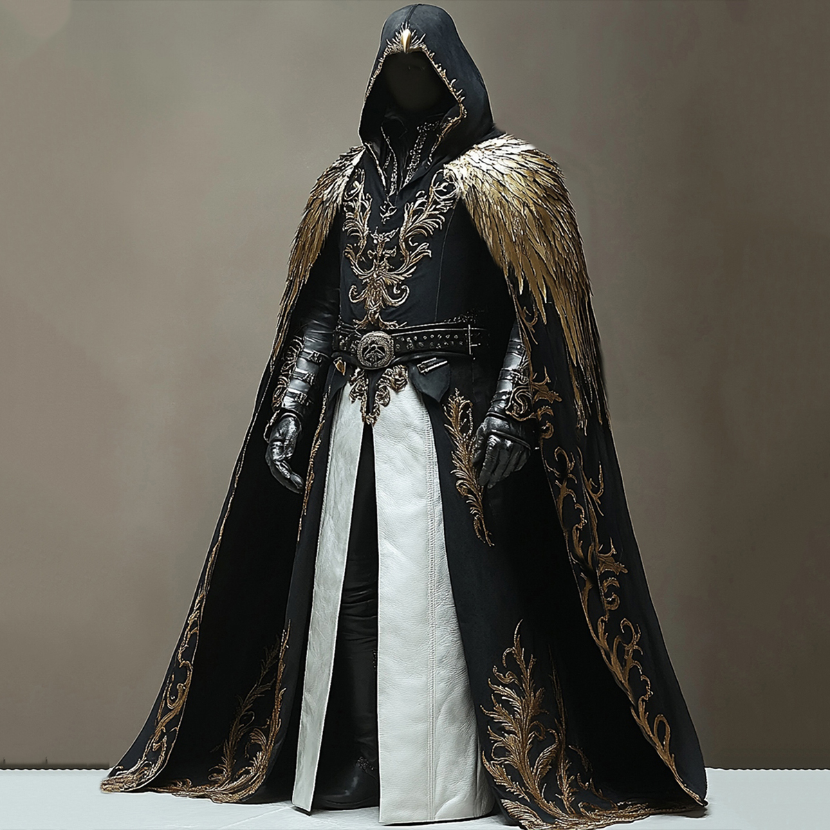 Men's Viking 3d Feather Embroidered Hooded Cloak