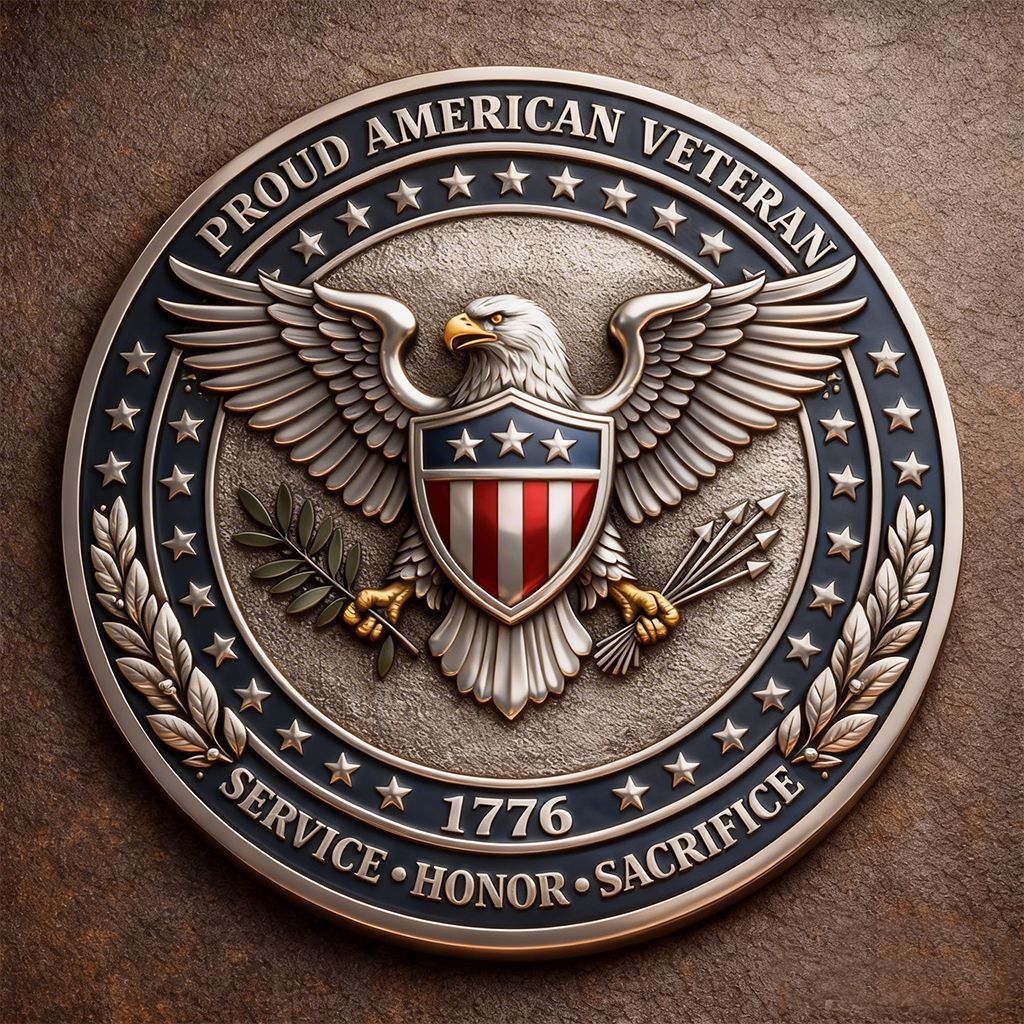 1776 American Veteran Challenge Coin – Land of the Free Home of the Brave Patriotic Eagle Commemorative Coin