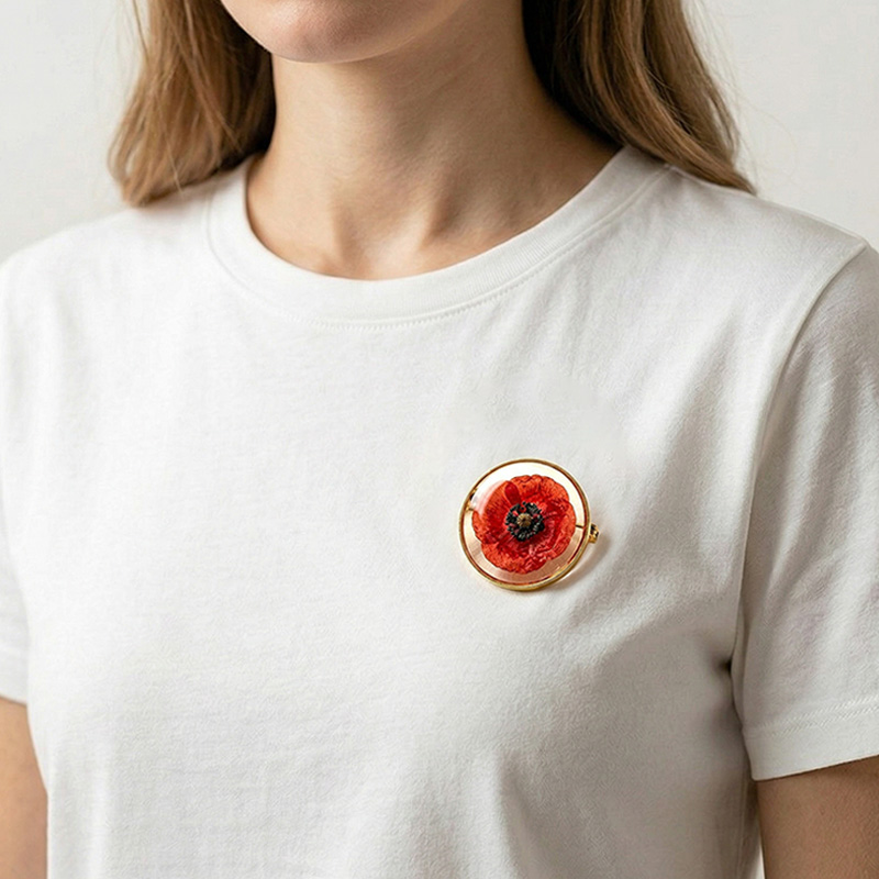 US Memorial Day Poppy Exquisite Brooch