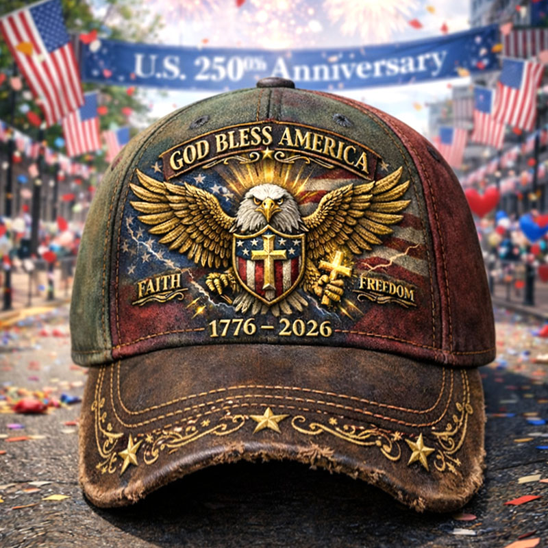Eagle & Liberty & Cross United States 250th Anniversary Art  Print Casual Hat