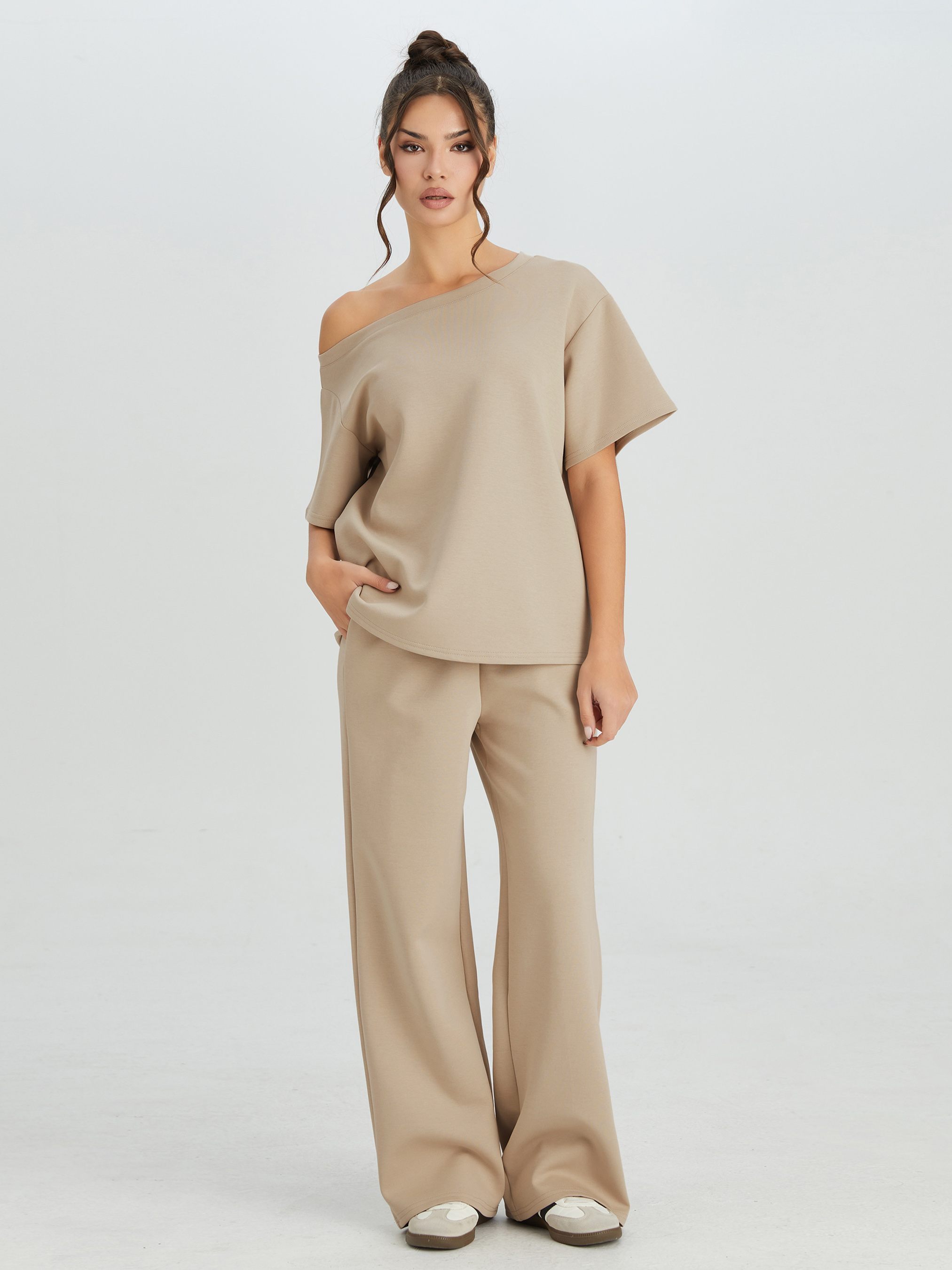 KatchMe Daily Soft Sloping Shoulder Top & Wide Leg Trousers Co-ord