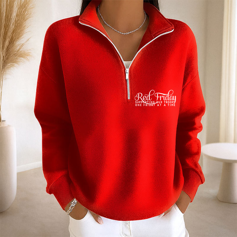 Women's Red Friday Print Casual Sweatshirt