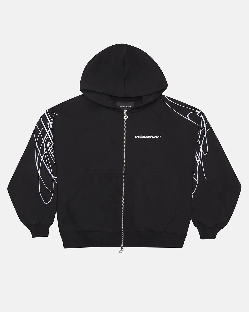 NEW SCRIPT ZIP HOODIE BLACK