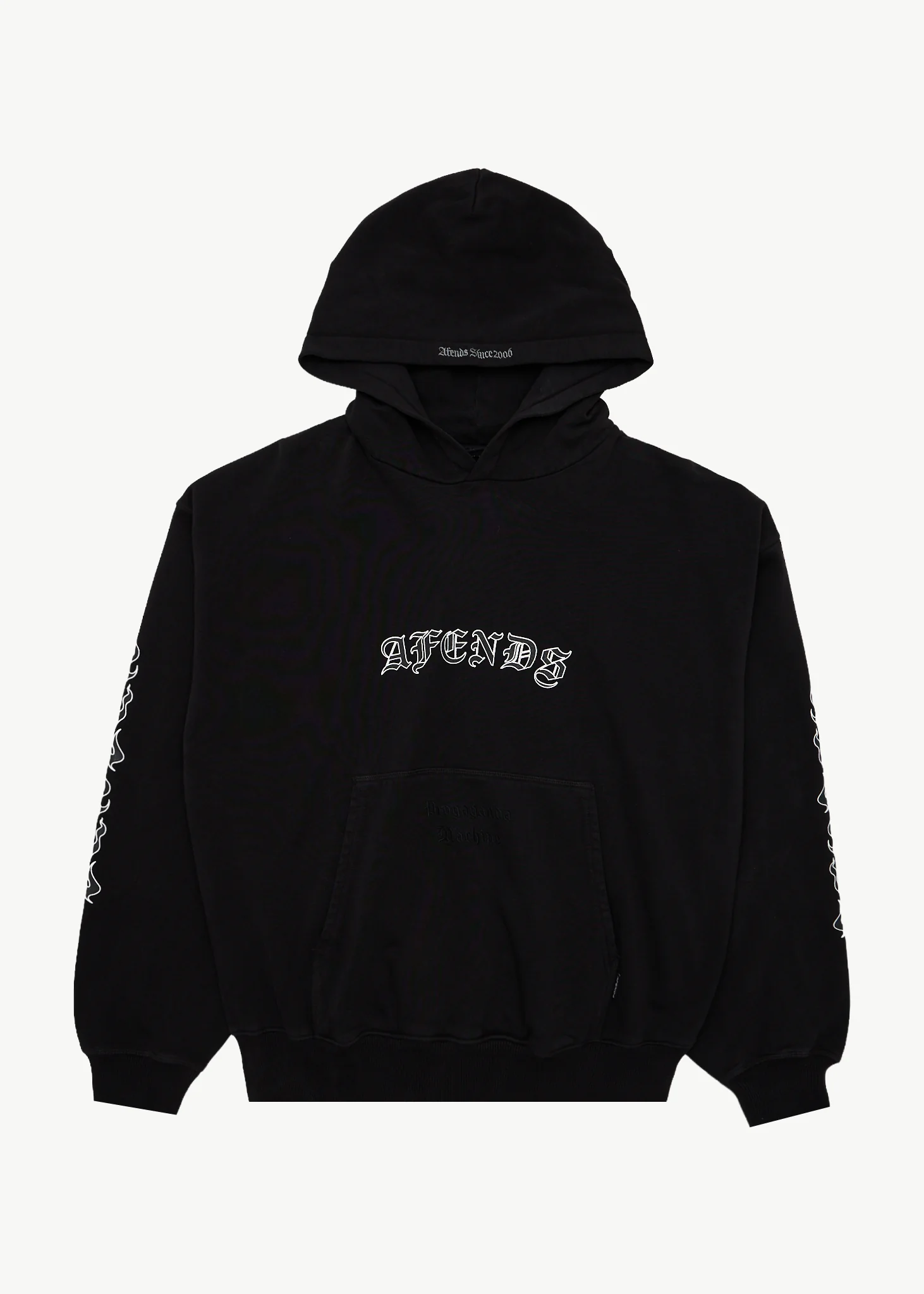 AFENDS Mens Machine -  Boxy Pull On Hood - Stone Black