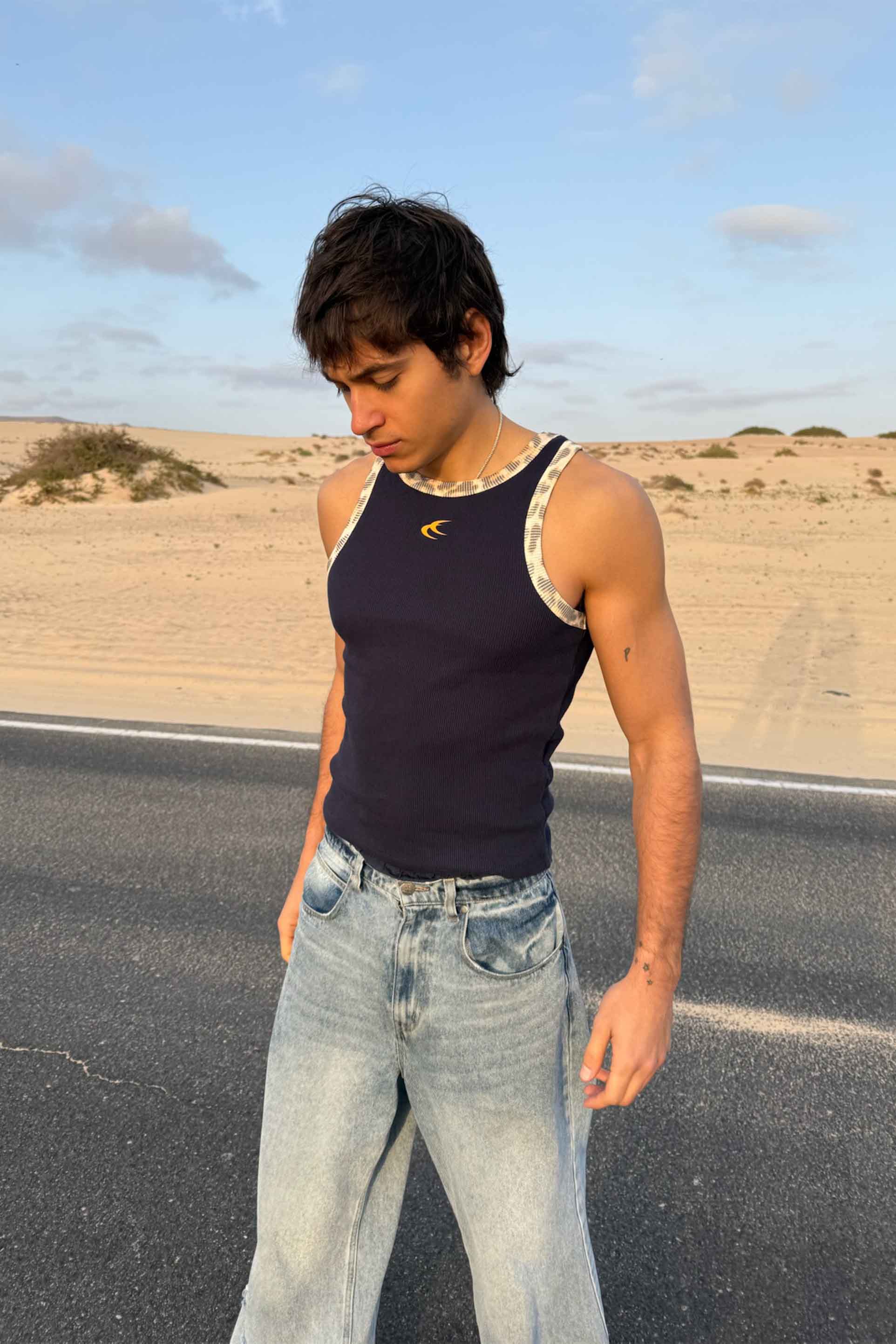 Animal Navy Waffle SCFF Tank Top