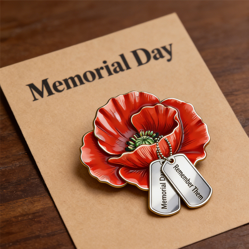 Unisex US Memorial Day Poppy Exquisite Brooch