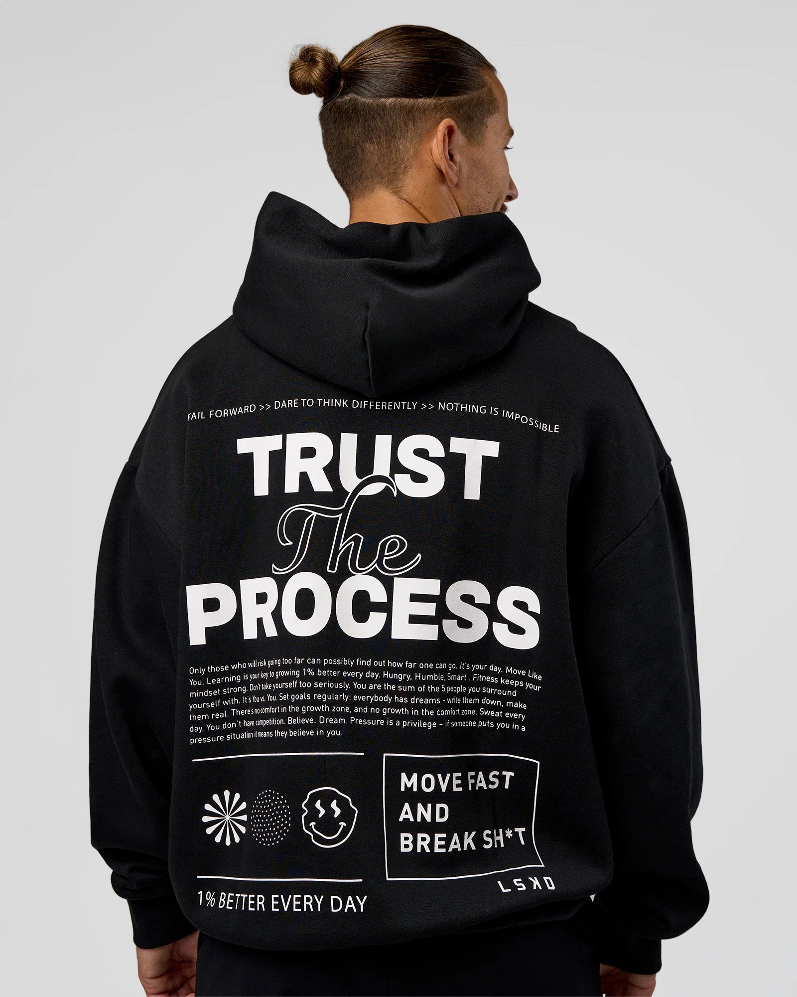 Trust The Process Unisex Oversized Hoodie - Black-White