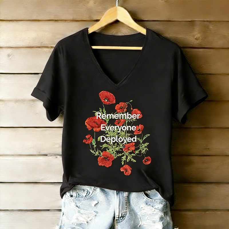 Women's Memorial Day Red Poppy American Memorial T-Shirt