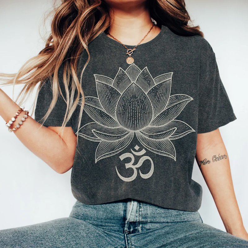 Meditation Lotus Print Casual T-shirt