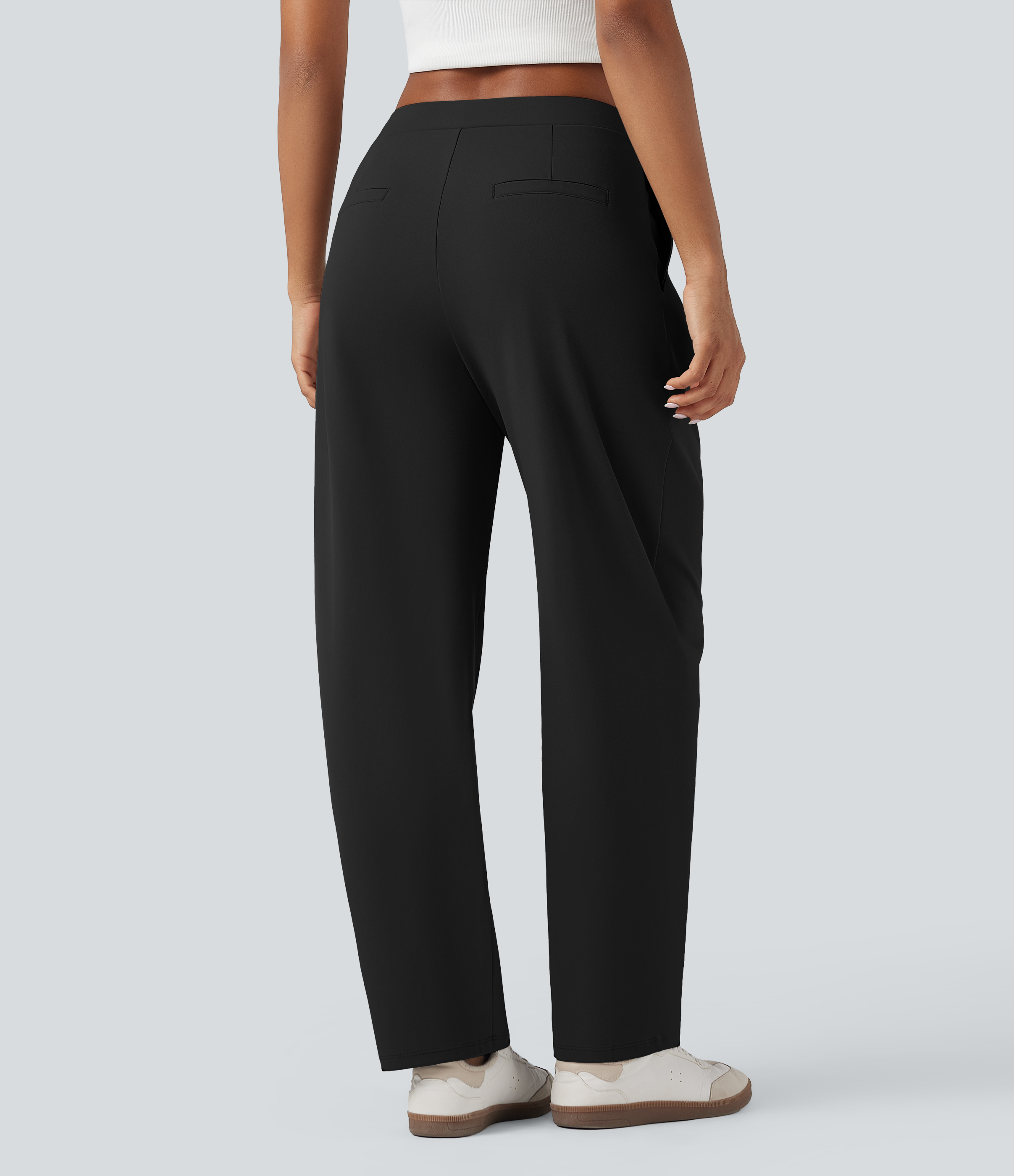 Halara Flex™ Asymmetric Mid Rise Tapered Work Pants with Pockets