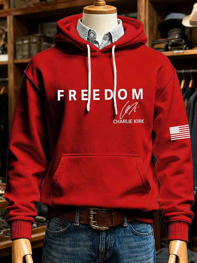 Men's Freedom Is Not Free R.I.P Charlie Kirk  Oversized Drop-Shoulder Hoodie with Pockets