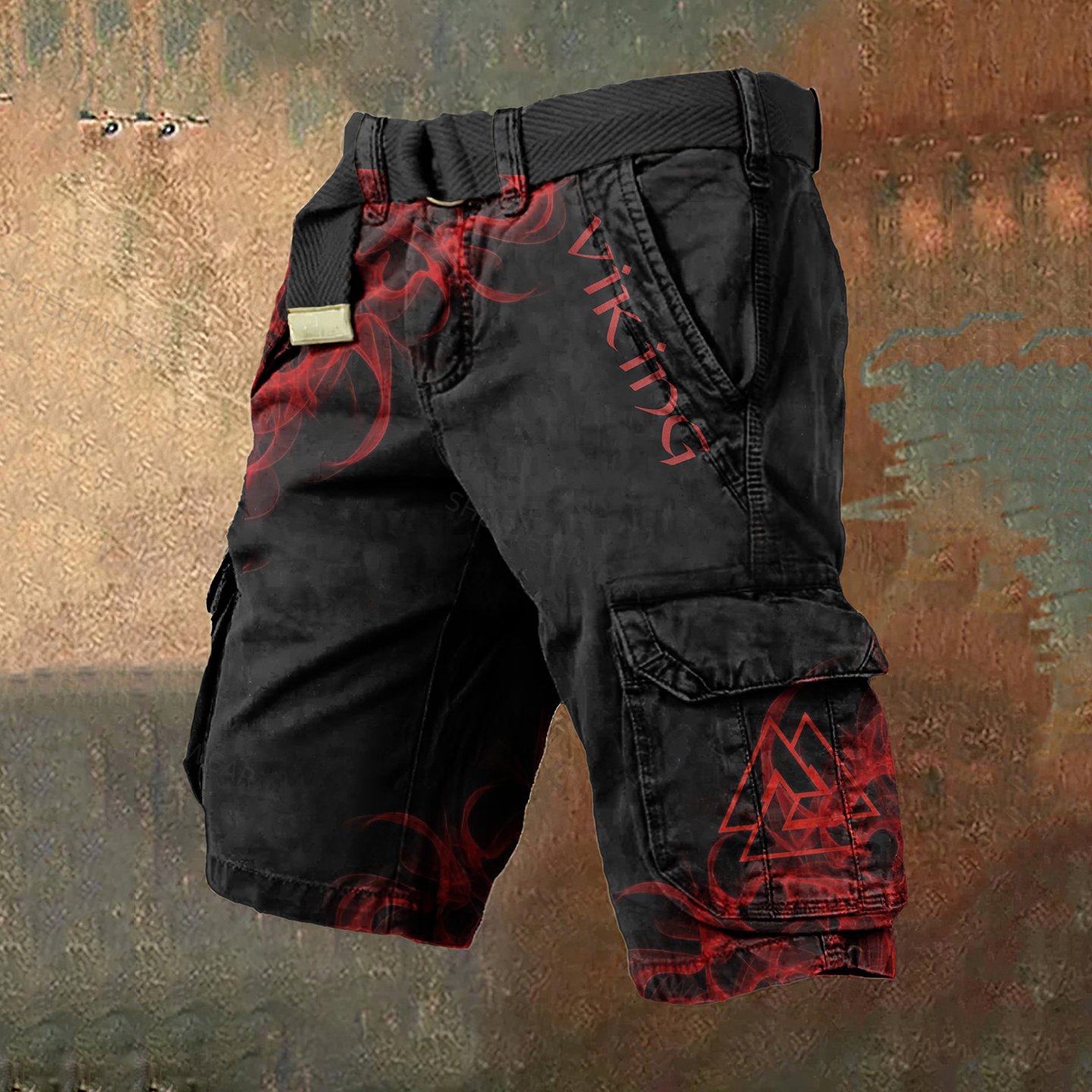 Vintage Flame Totem Viking Art Men'S Work Shorts