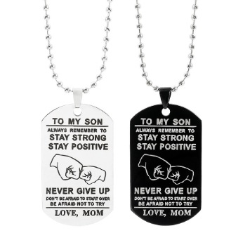 Cross Border Personalized Military Brand Engraved Pendant From Europe And America, Titanium Steel Necklace, Round Bead Chain, High-end Fashion, Mother's Day Gift