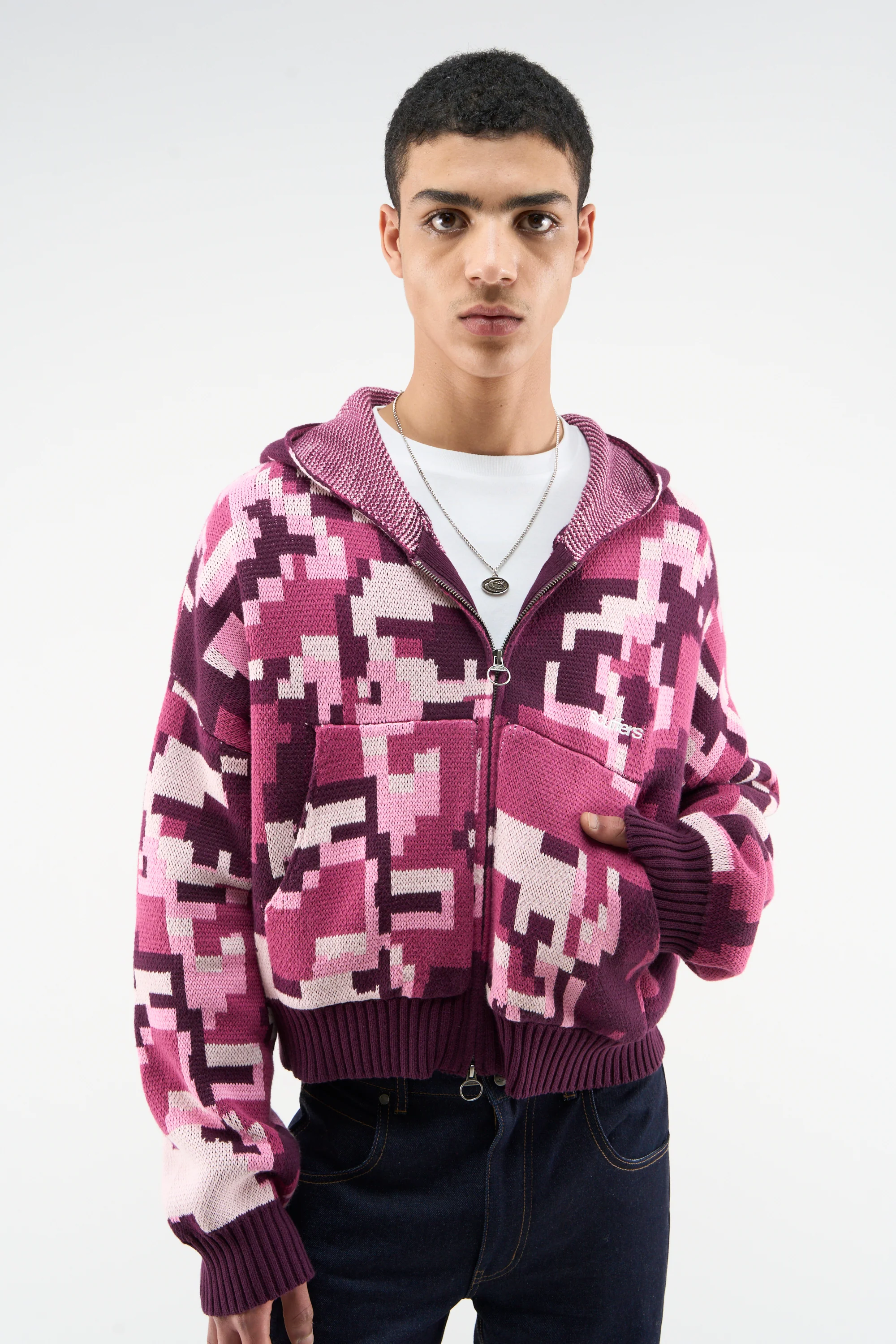 Mosaic Pink Knit Zipper