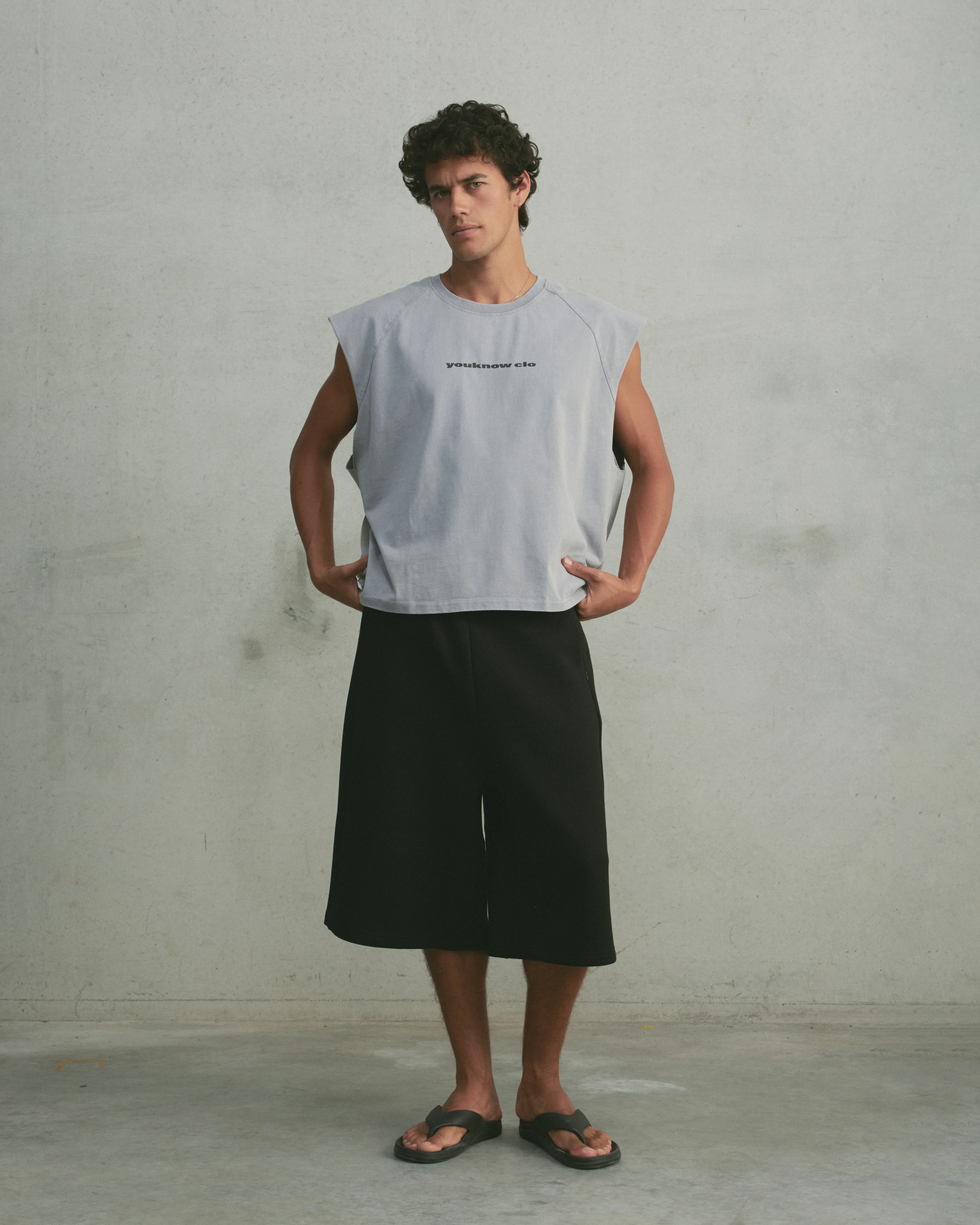 Oversized Raglan Tank | Washed Grey