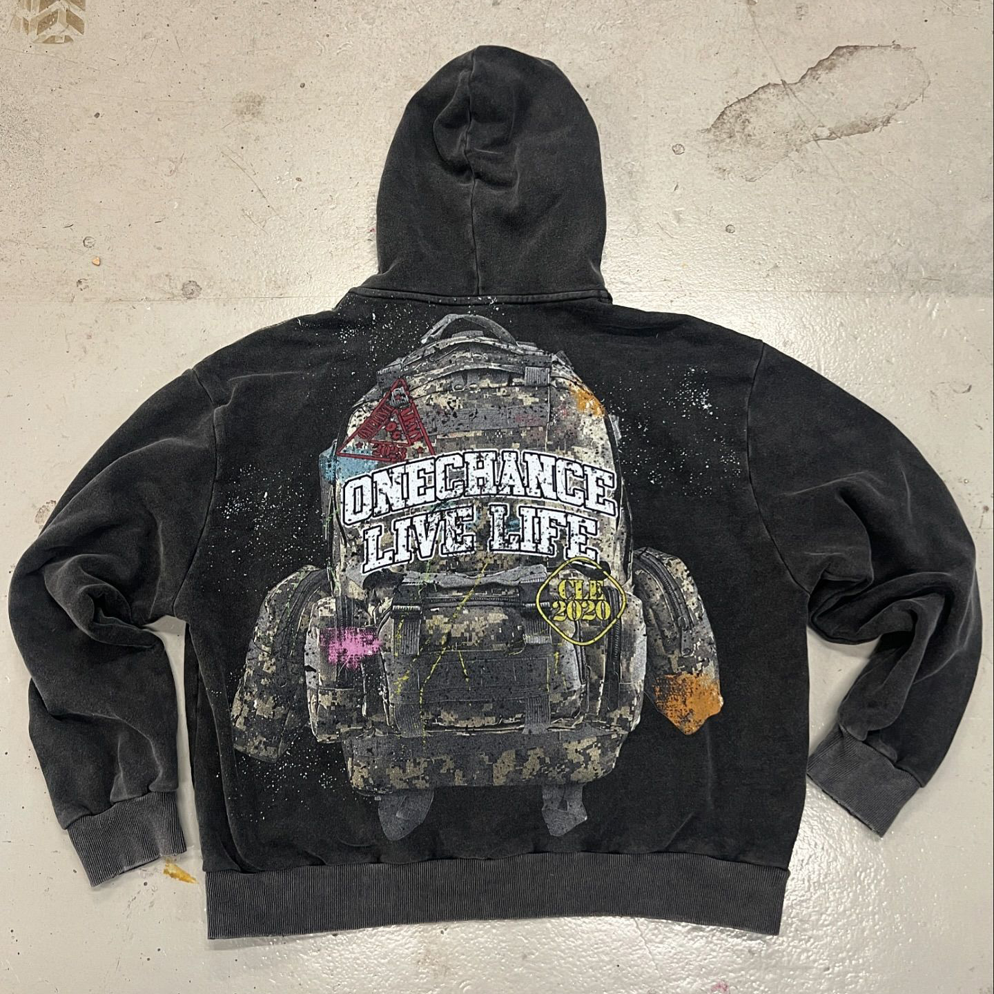 Onechance Live Life Print Long Sleeve Zipper Hoodies