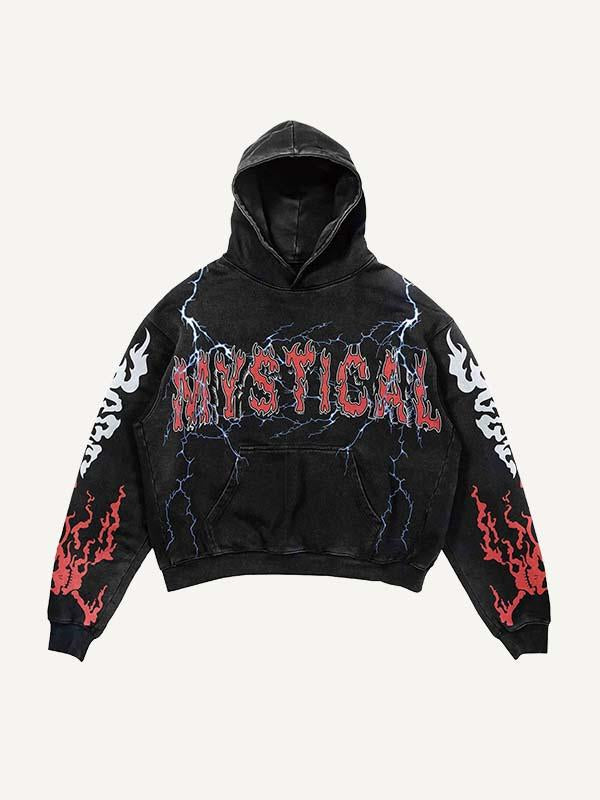 Skeleton&Dragon&Tiger&Letter&Graphic Print Slant Pockets Hoodie