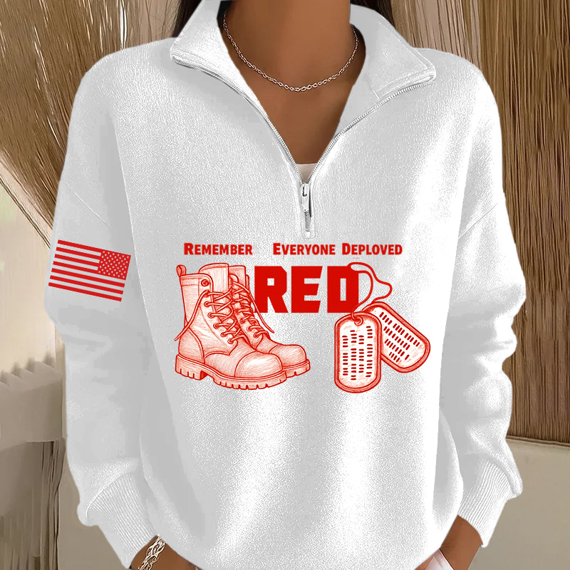 Women's Red Friday Printed Casual Sweatshirt