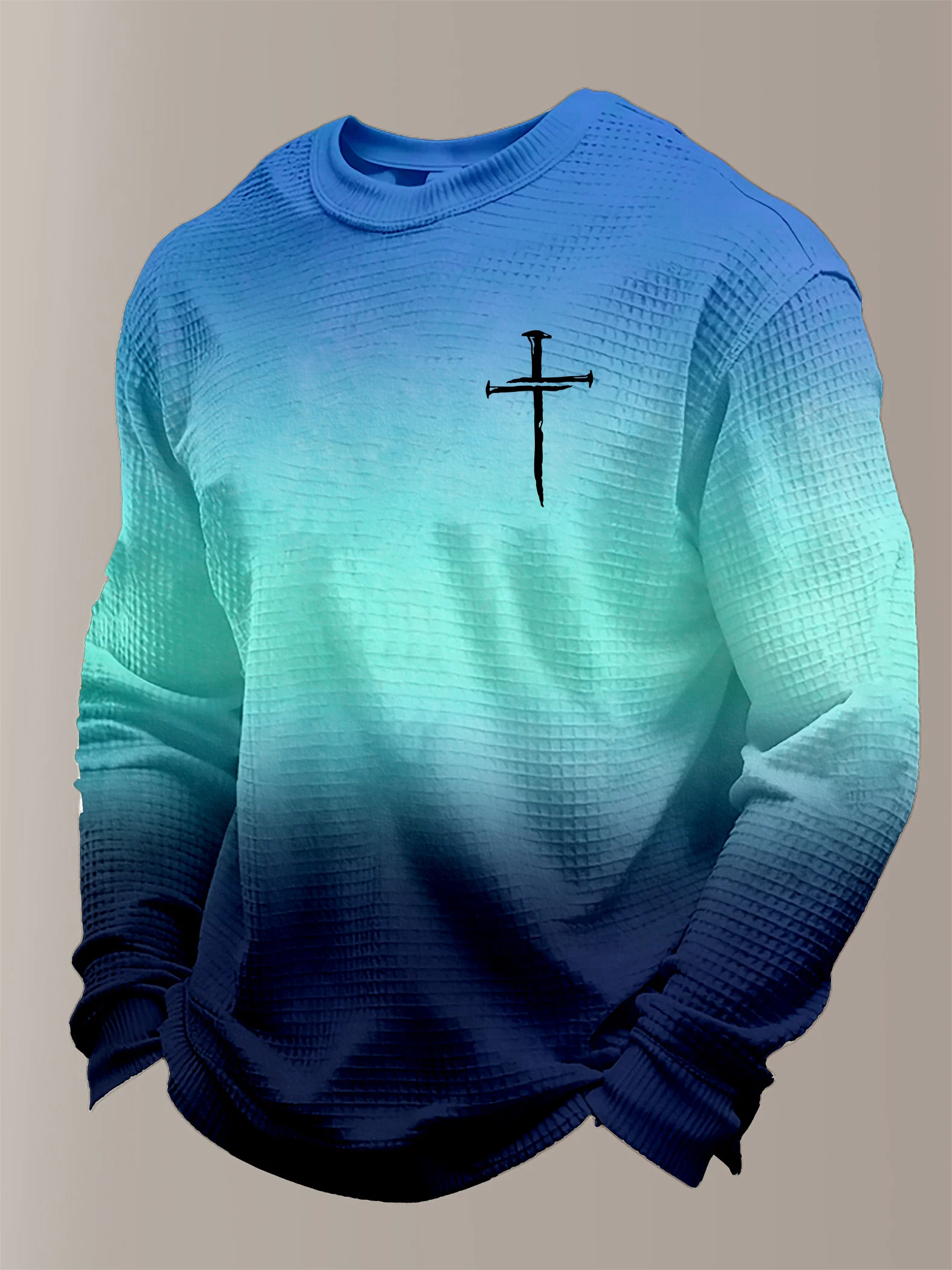 Men's Faith Waffle Fabric Long-Sleeve T-Shirt
