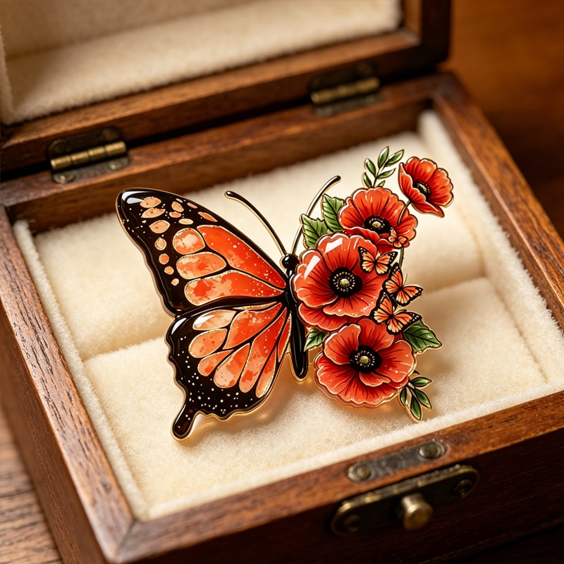Unisex US Memorial Day Poppy Exquisite Brooch