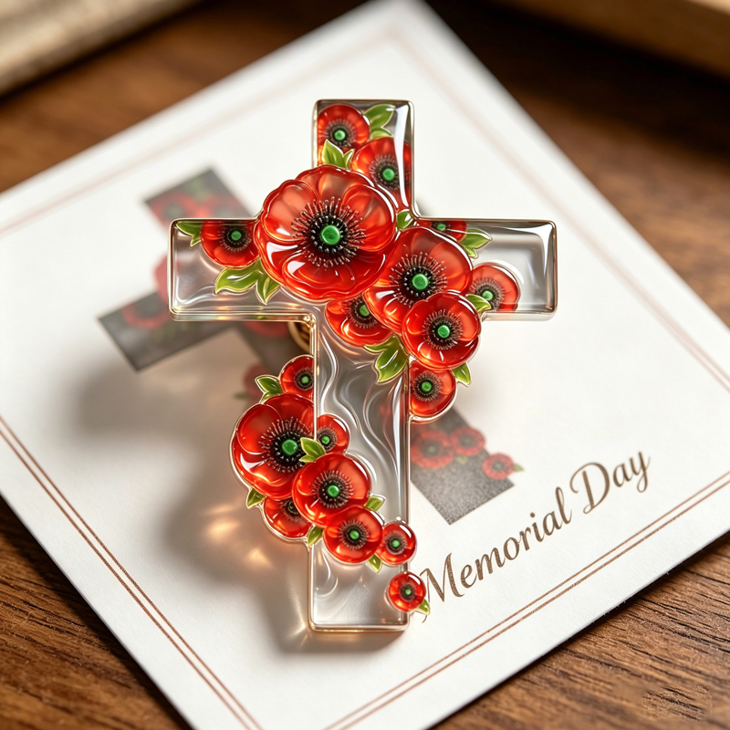 Unisex US Memorial Day Poppy Exquisite Brooch