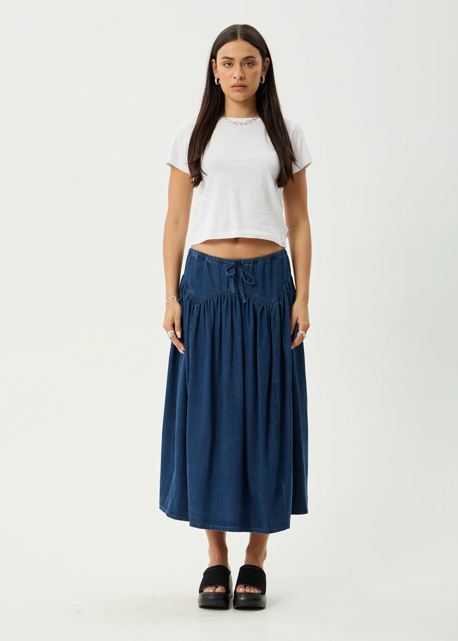 AFENDS Womens Palmer - Midi Skirt - Ink