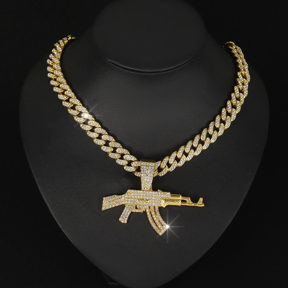 Submachine Gun Cuban Chain AK Firearms Necklace