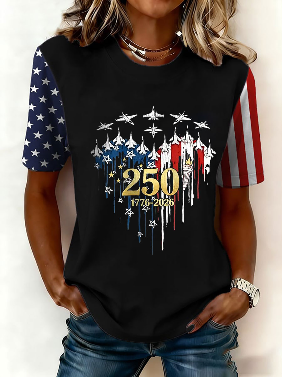 Women's USA 1776-2026 Print Casual T-Shirt