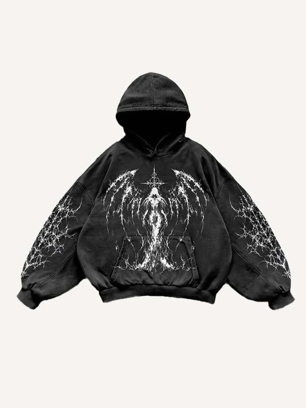 Figure&Wing Graphic Print Slant Pockets Hoodie