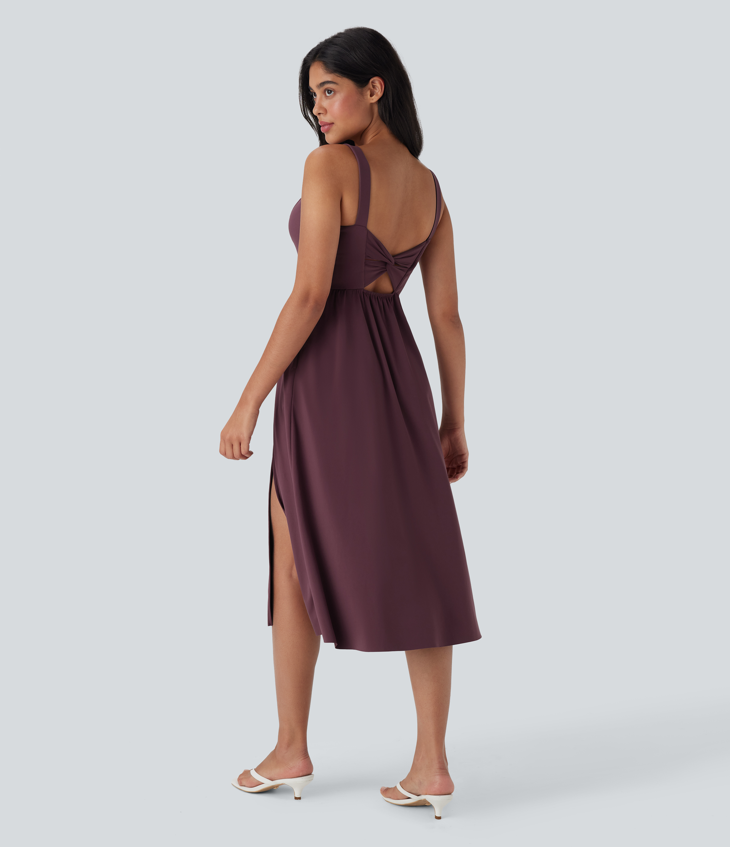 SoftlyZero™ Airy Padded Cool Touch Midi Casual Dress with Pockets D-F Cups