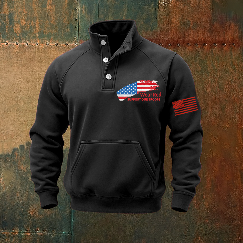 US Veteran Red Friday Print Casual Men's Sweatshirt