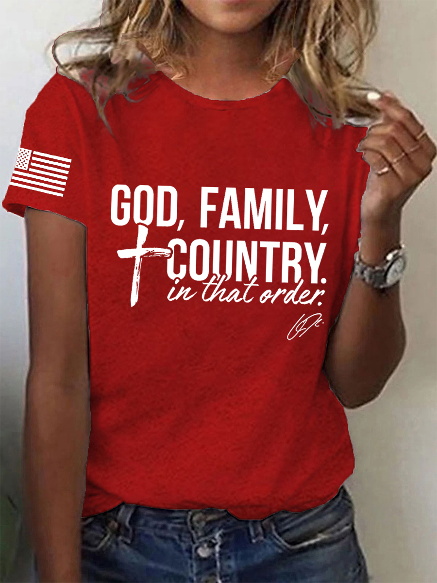 Women's God, Family, Country In That Order Charlie Kirk Tee
