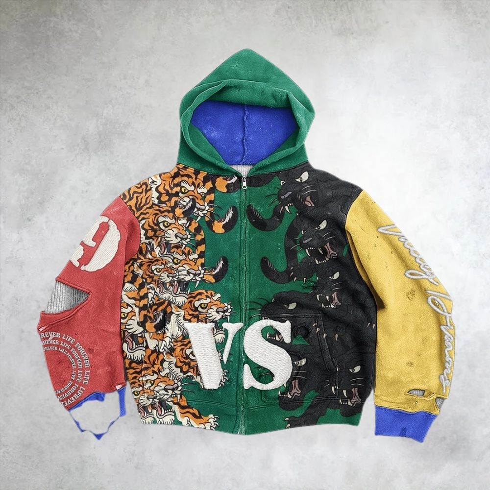 Tiger Panther VS Colorblock Zip Up Hoodie