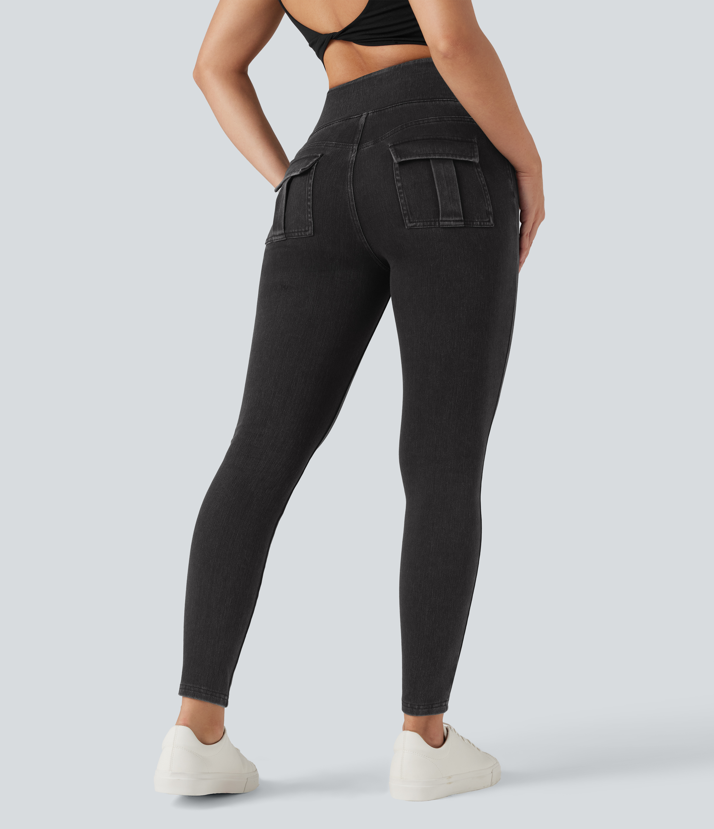 Halara Flex™ High Waisted Tummy Control Denim Casual Leggings with Pockets