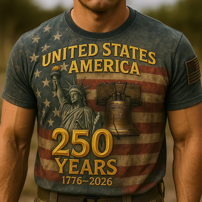 Happy Birthday America 250th Anniversary Art Print Casual T-Shirt
