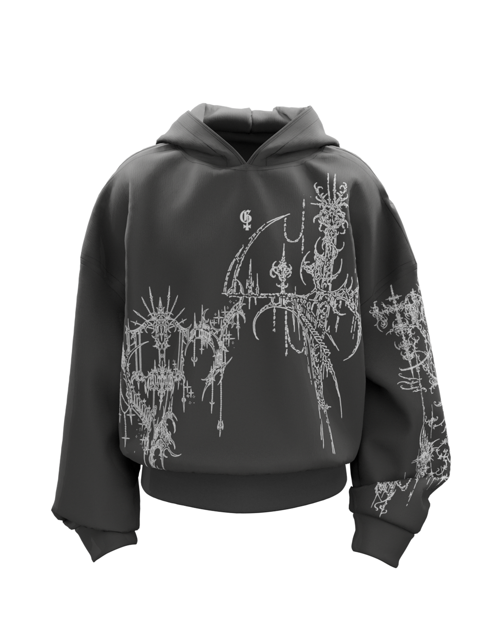 Distort Dark Grey Boxy Oversized Hoodie