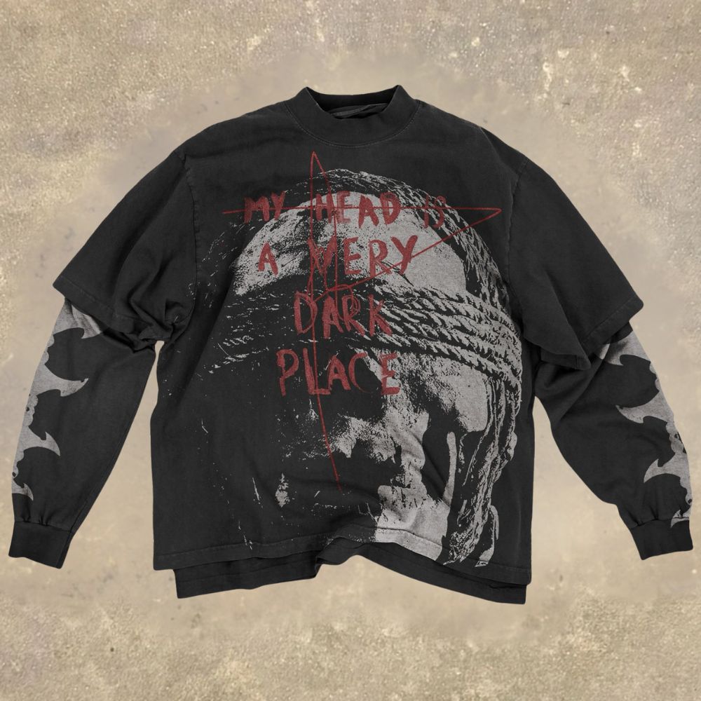Dark Streetwear Fake Two-Piece Shirt